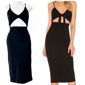 Lovers + Friends black sleeveless cutout midi dress bodycon stretch Large